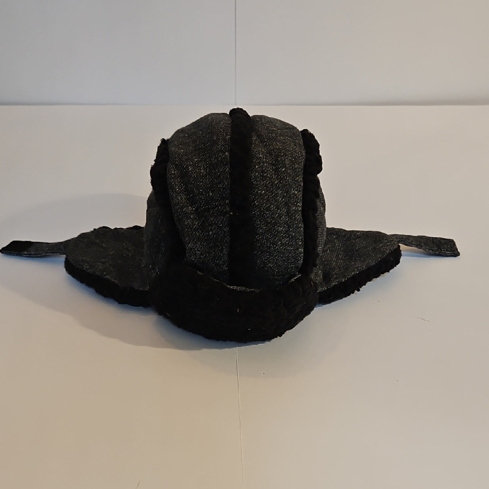 Catimini Black & Gray Wool Kids Hat 49 cm NEW